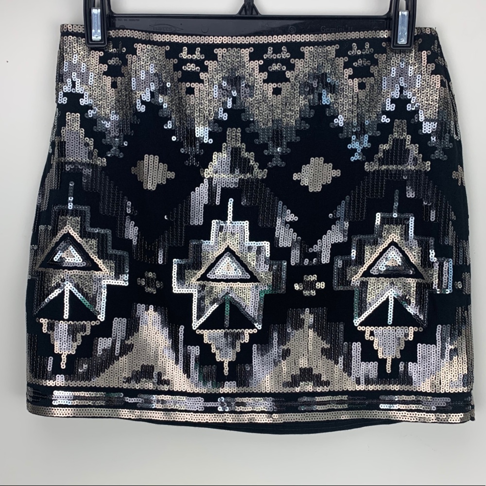 Express Aztec Print Sequin Skirt Sz XS